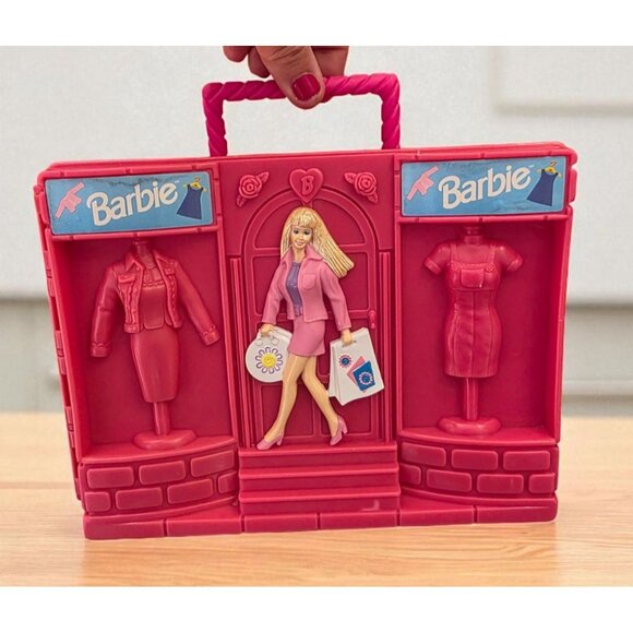 Barbie Doll Carrying Case Mattel Pink Take Along Doll‎ Trunk Closet 1999 Vintage - Picture 1 of 12